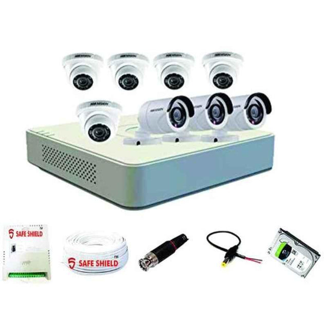 Hikvision 8 Channel Dvr With 3 Bullet & 5 Dome Cctv Camera With Speedlink Cable & Power Supply Surveillance Kit