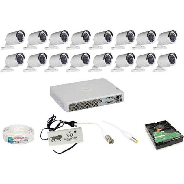 Hikvision Full HD 2MP 16 CCTV Cameras & 16CH HD DVR Kit with Hard Disk, PRS-042