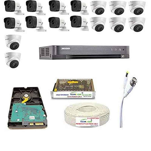 Hikvision 5MP 8 Pcs Dome & 8 Pcs Bullet Camera with 16 Channel DVR & Hard Disk Kit