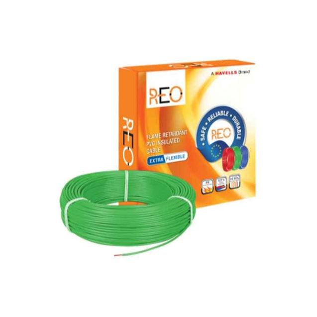 Havells Reo FR PVC 90m 4 Sqmm Single Core Green Copper Insulated Cable, WRFFDN-A14X0