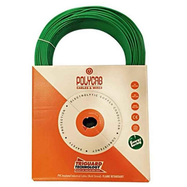 Polycab 4 Sqmm 200m Green Single Core FRLF Multistrand PVC Insulated Unsheathed Industrial Cable