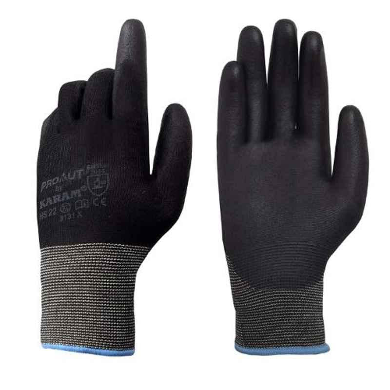 Buy Karam HS-22 PU Black Hand Gloves, Size: M (Pack of 10) - infernocart