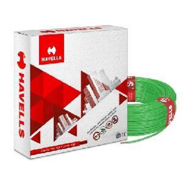 HavellsLifeLine Plus WHFFDNGG1010 HRFR PVC Insulated Flexible Cable Single Core 10 Sq. mm - Green