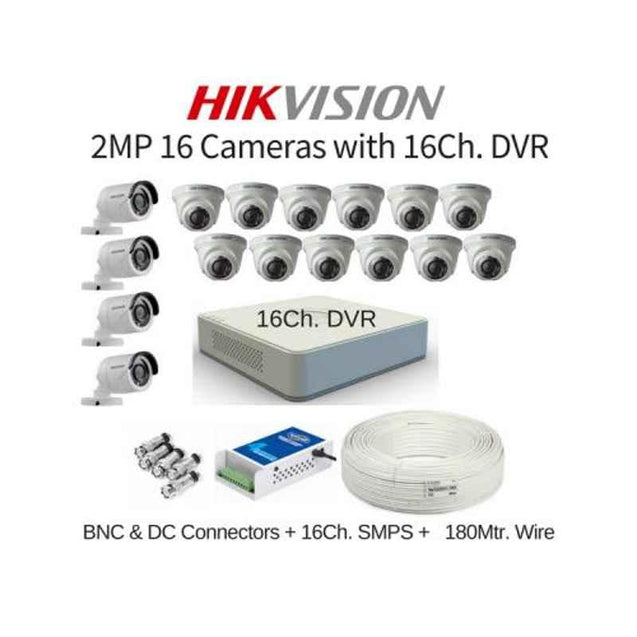 Hikvision 16 Cameras 2MP with 16 Channel DVR Combo Kit