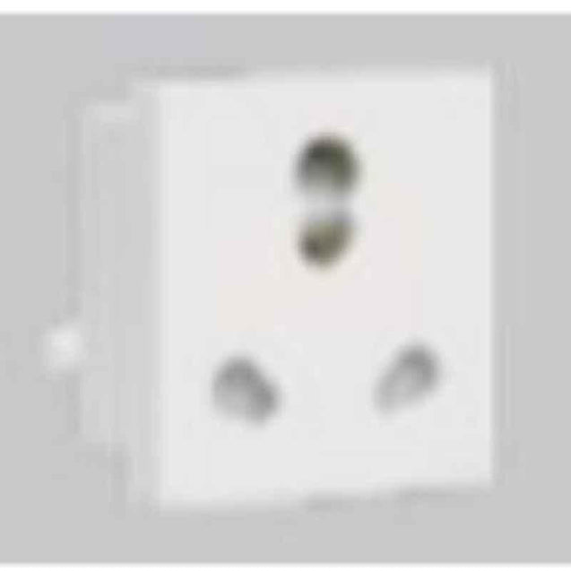 Crabtree Athena 6A 3 Pin Chalk White Shuttered Socket with ISI Marking, ACAKPXW063 (Pack of 60)