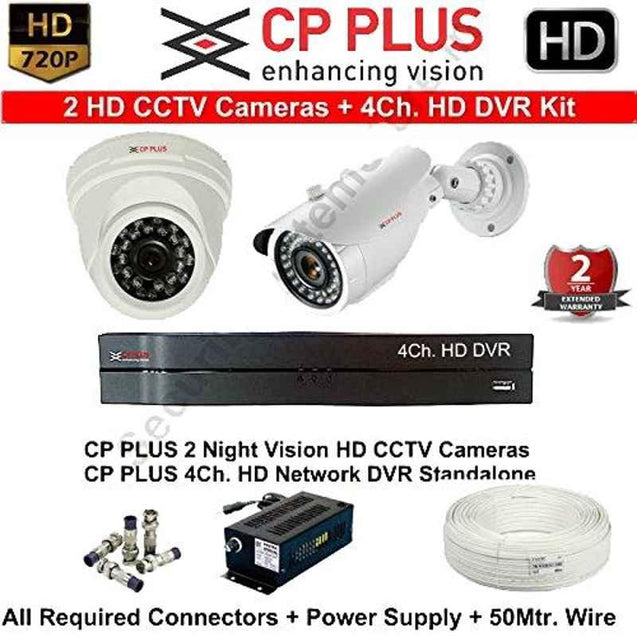 CP Plus 1 MP Hd Cctv Cameras and 4 Channel Hd Dvr Kit