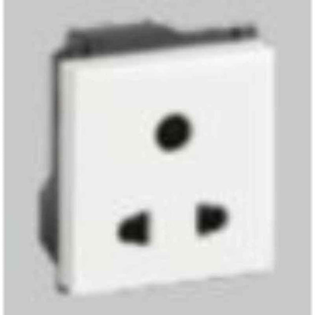 Crabtree Murano 6A 3 Pin White Shuttered Socket with ISI Marking, ACMKPXW063 (Pack of 100)