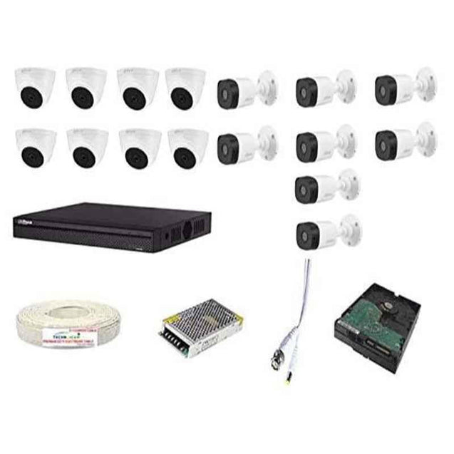 DAHUA Full HD 2MP Cameras Combo KIT 16CH HD DVR+ 8 Bullet Cameras + 8DOME Cameras+2TB Hard DISC+ Wire ROLL +Supply & All Required CONNECTORS