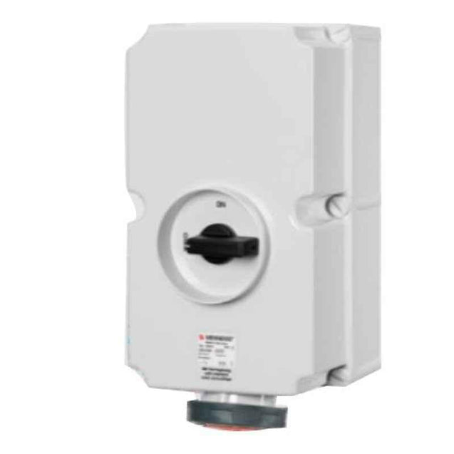 Mennekes 125A 5P 400V Wall Mounted Receptacle with Mechanical Duo-Interlock, 5692