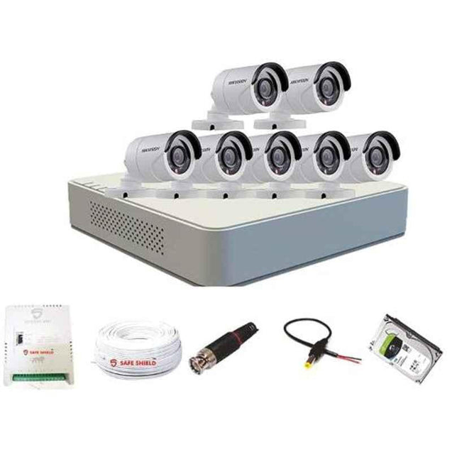 Hikvision 8 Channel Dvr With 7 Bullet Cctv Camera With Speedlink Cable & Power Supply Surveillance Kit