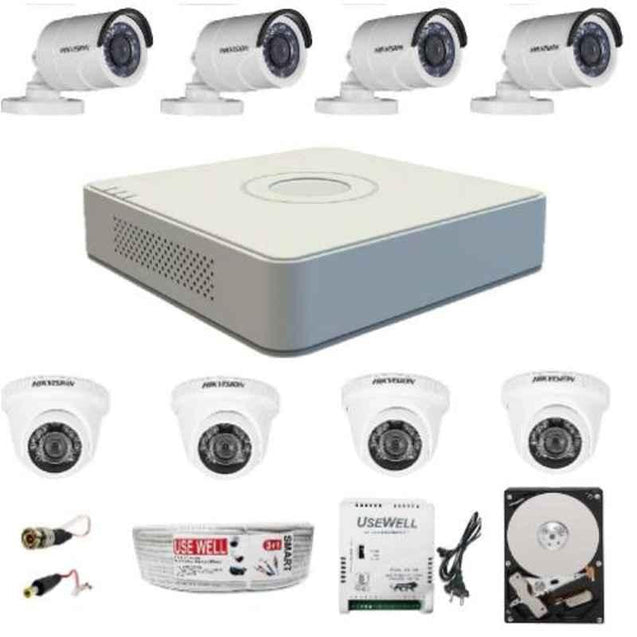 Hikvision 1MP 8 Channel Full Hd Dvr & Camera Combo Kit